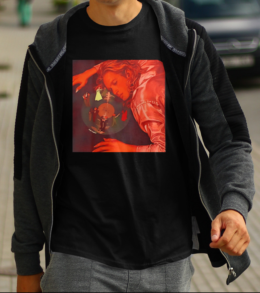 Vinyl Dreams Young Man Resting With Dancing Figures T-Shirt