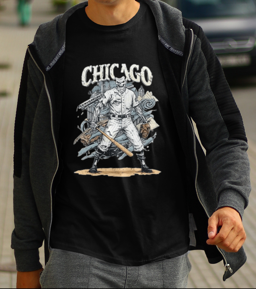 Chicago Zombie Baseball Player With Bat And Glove T-Shirt