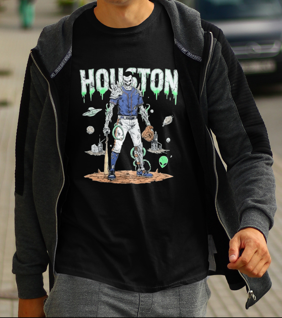 Houston Astros Space Zombie Baseball Player Alien T-Shirt
