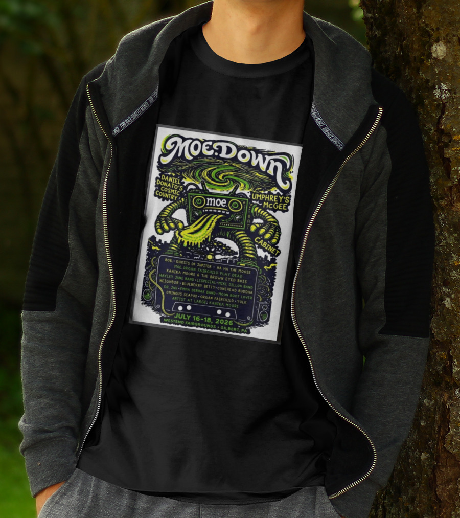 Moe Down Festival July 16 18 2026 Featuring Umphrey's McGee Cabinet Daniel Donato At Westend Fairgrounds Gilbert PA T-Shirt