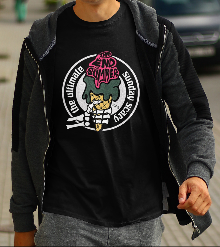 The Ultimate Sunday Scary The End Of Summer Skeleton Ice Cream T-Shirt