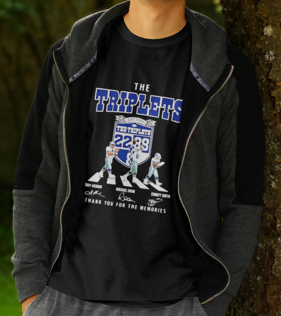 Troy Aikman Michael Irvin Emmitt Smith Dallas Cowboys The Triplets Est 1990 Thank You For The Memories T-Shirt