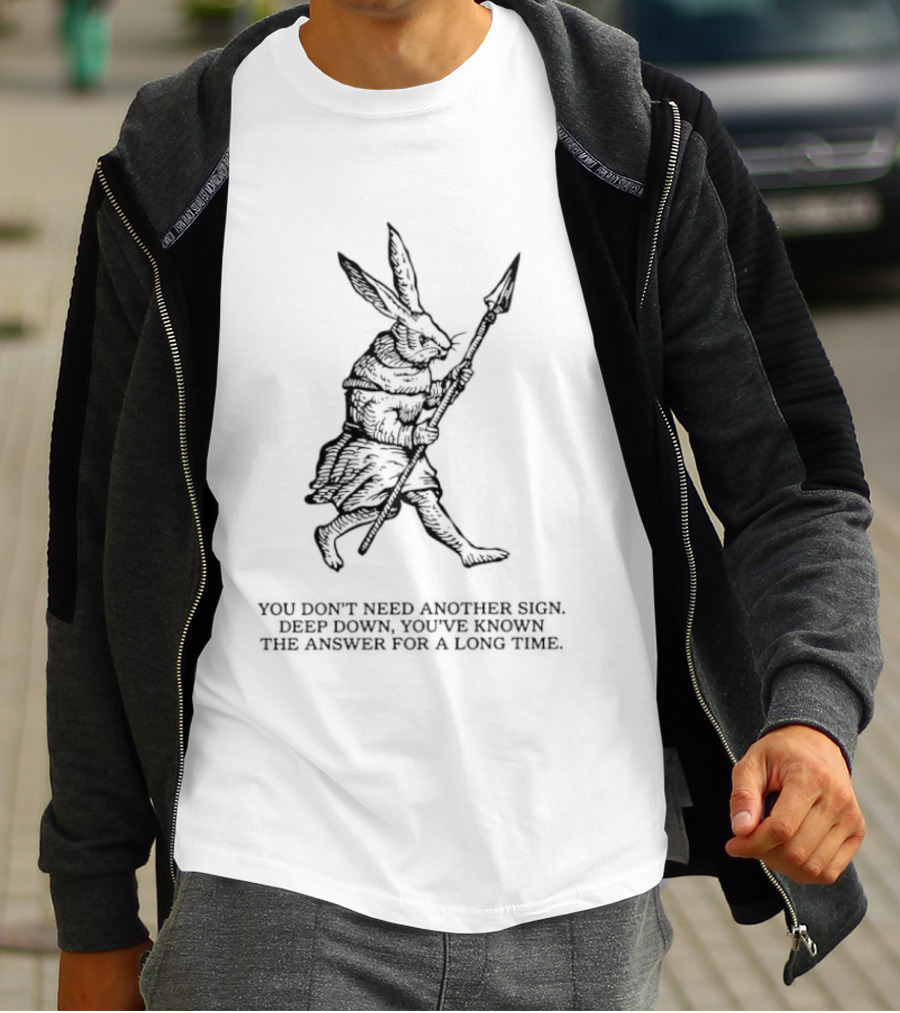 Knight Rabbit You Do Not Need Another Sign Deep Down You Have Known The Answer T-Shirt