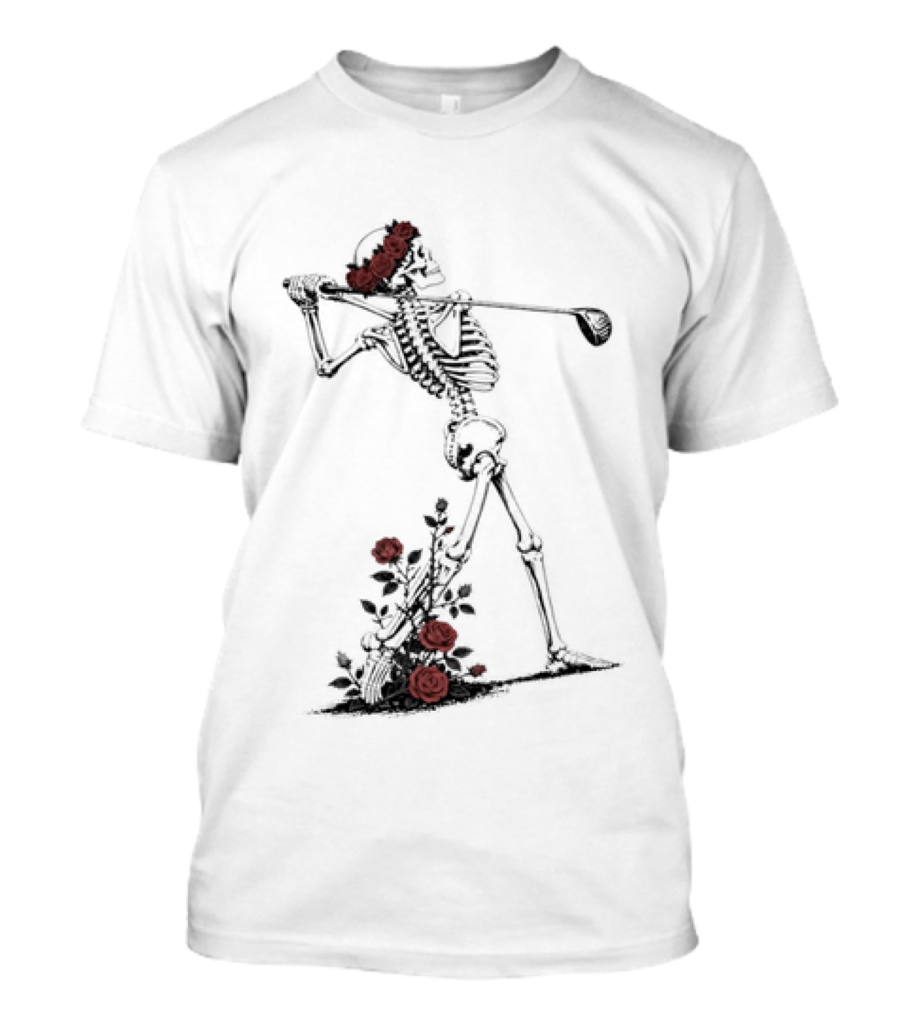 Grateful Dead Skeleton Golfer With Roses And Golf Club T-Shirt