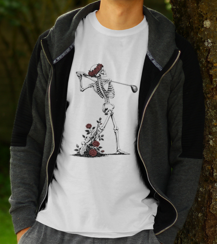 Grateful Dead Skeleton Golfer With Roses And Golf Club T-Shirt
