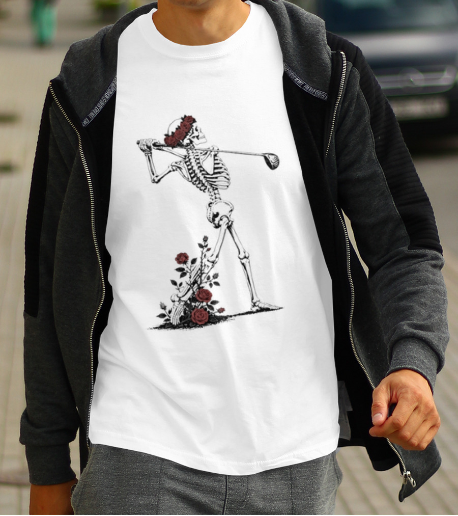 Grateful Dead Skeleton Golfer With Roses And Golf Club T-Shirt