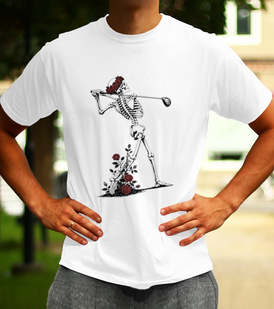 Grateful Dead Skeleton Golfer With Roses And Golf Club T-Shirt