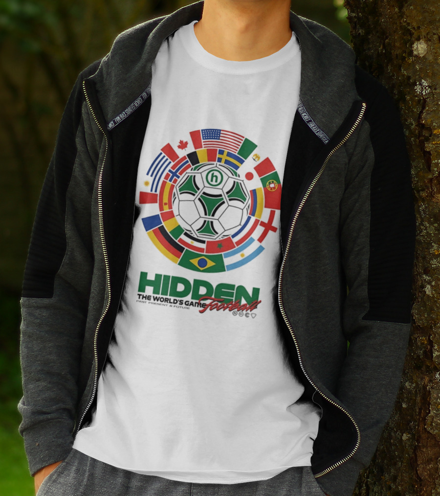 Hidden The World's Game Football Multinational Flags Circle Soccer Ball T-Shirt