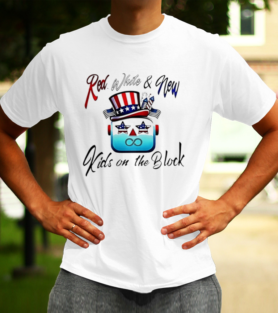 Red White And New Kids On The Block Patriotic Robot Fourth Of July T-Shirt
