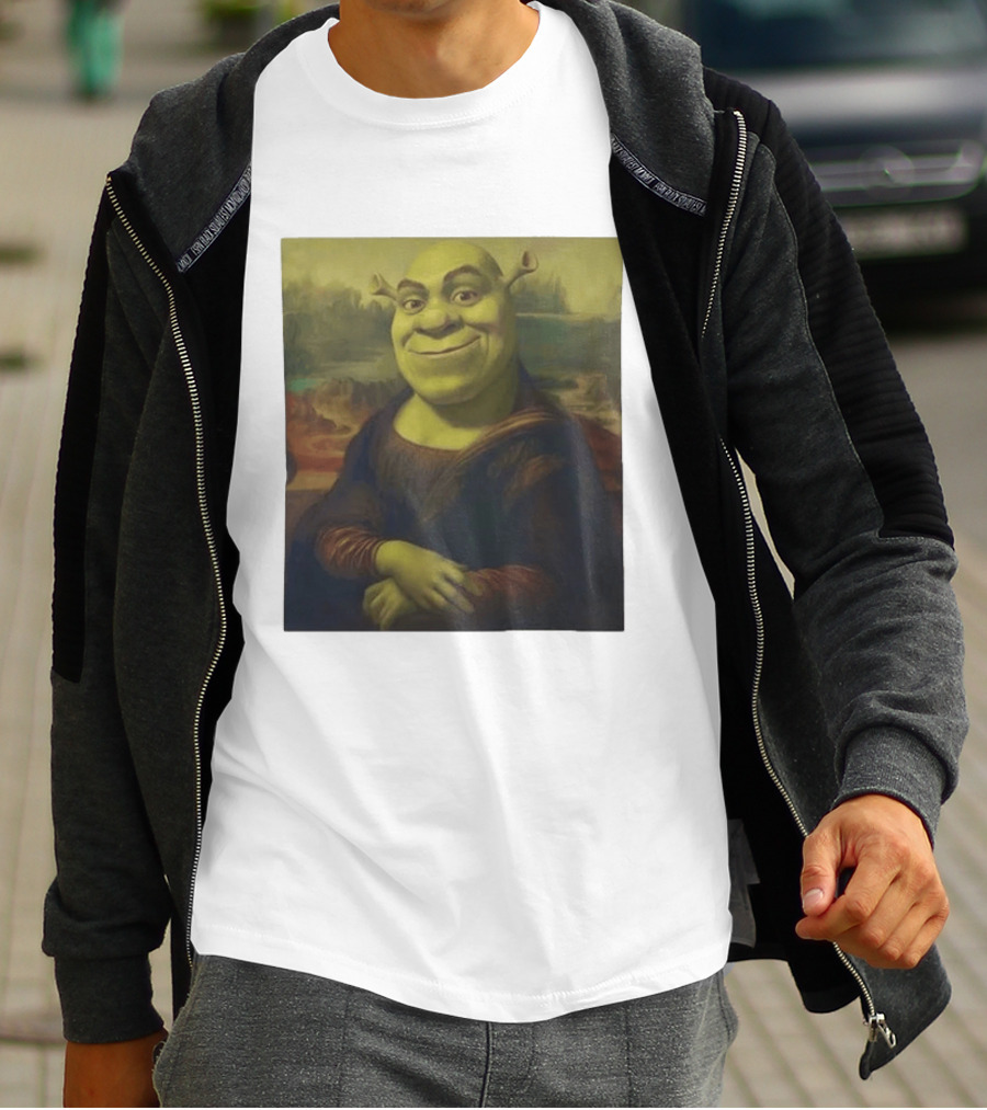 Shrek Mona Lisa Crossover Painting T-Shirt