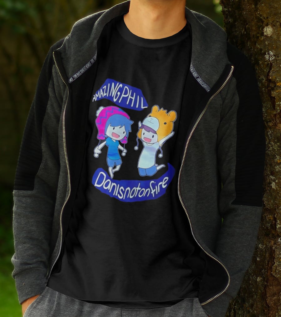 Amazing Phil Danisnotonfire Cartoon Characters Jumping T-Shirt