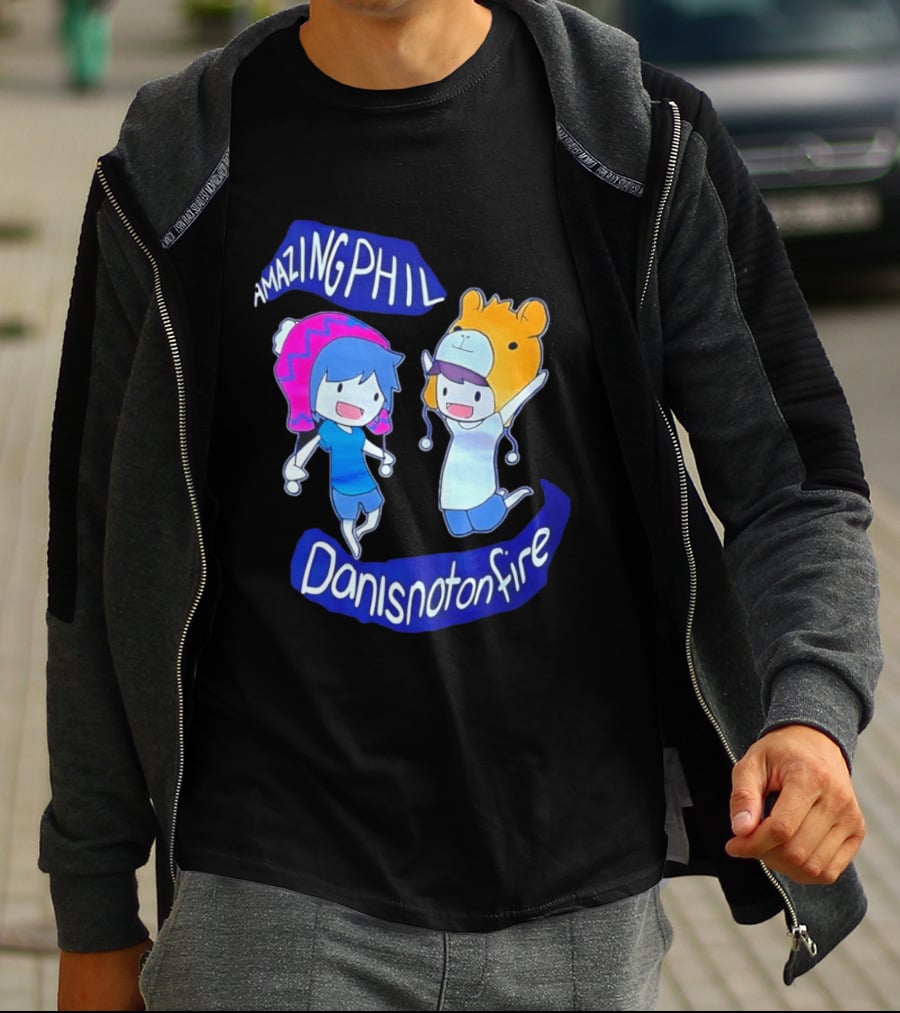 Amazing Phil Danisnotonfire Cartoon Characters Jumping T-Shirt