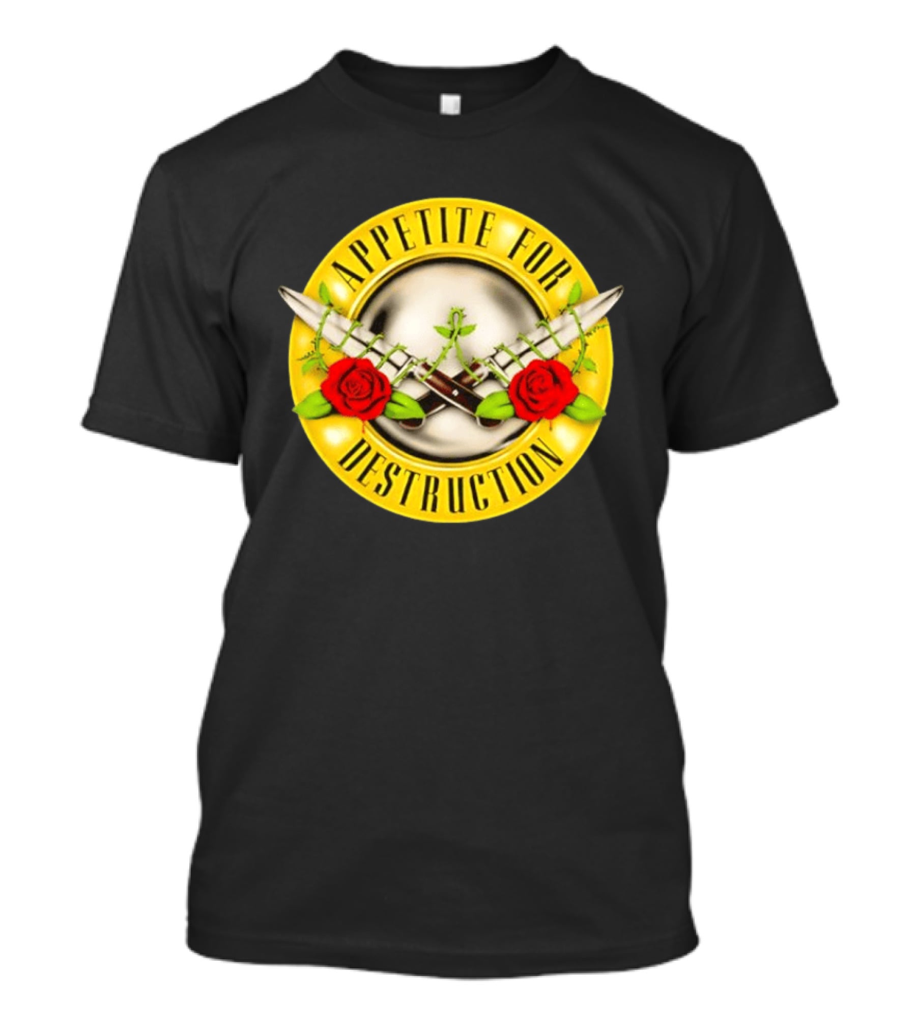 Appetite For Destruction Guns N Roses Band Rock Music Album Cover Roses And Bullets T-Shirt