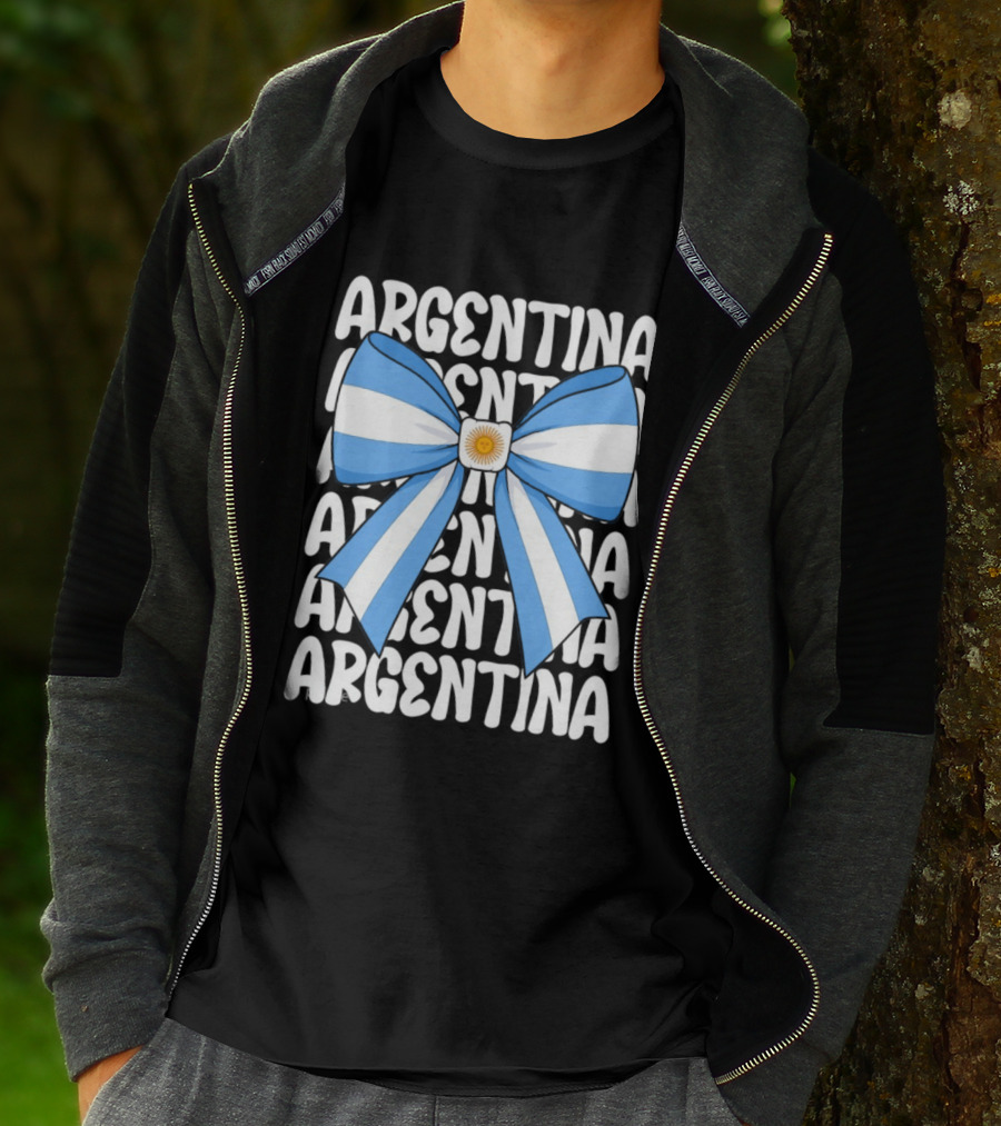 Argentina Flag Blue And White Bow Ribbon T-Shirt