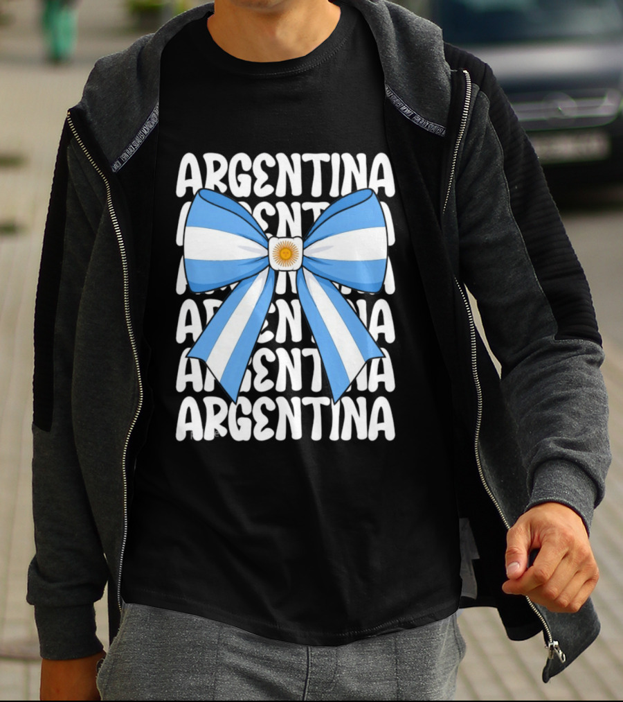 Argentina Flag Blue And White Bow Ribbon T-Shirt