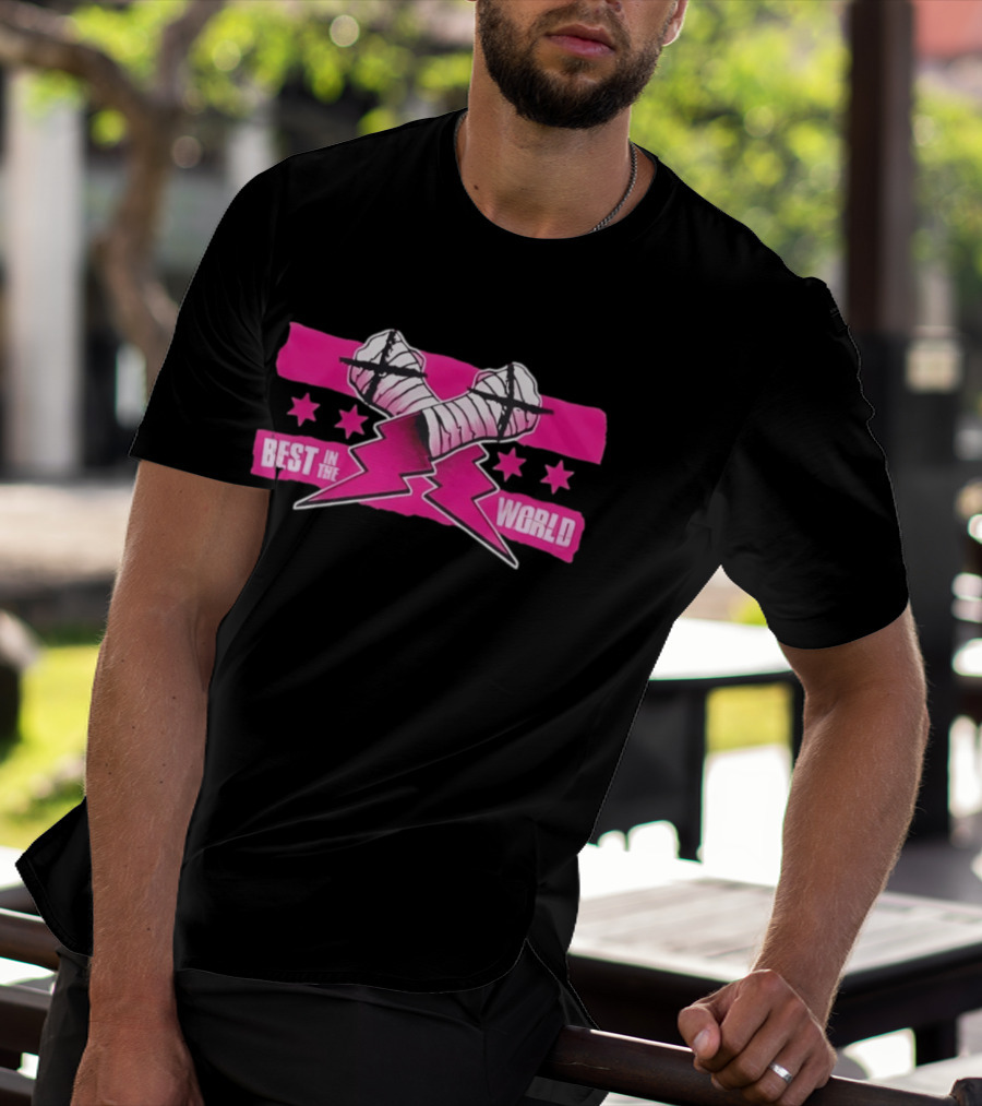 Best In The World CM Punk Crossed Bandaged Fists Lightning Bolt Stars T-Shirt