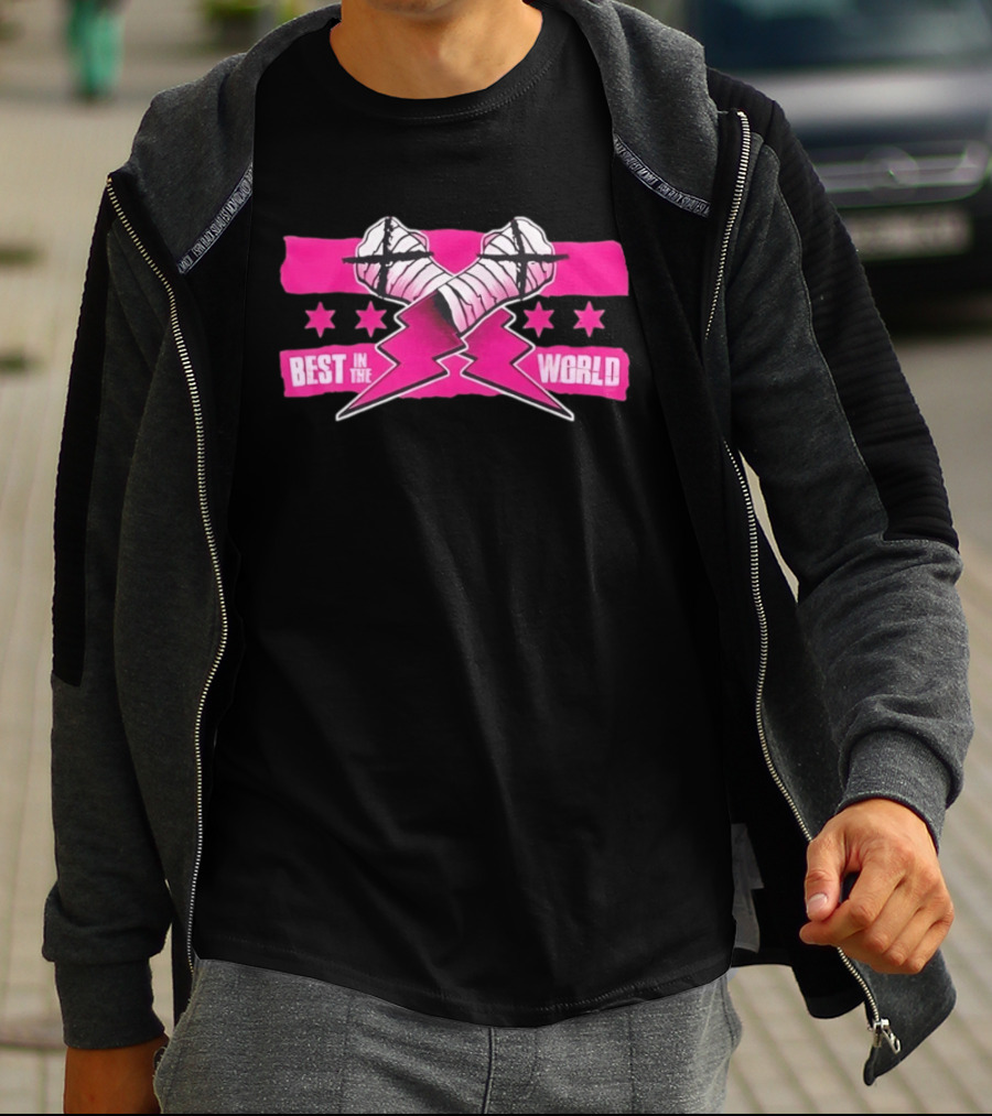 Best In The World CM Punk Crossed Bandaged Fists Lightning Bolt Stars T-Shirt