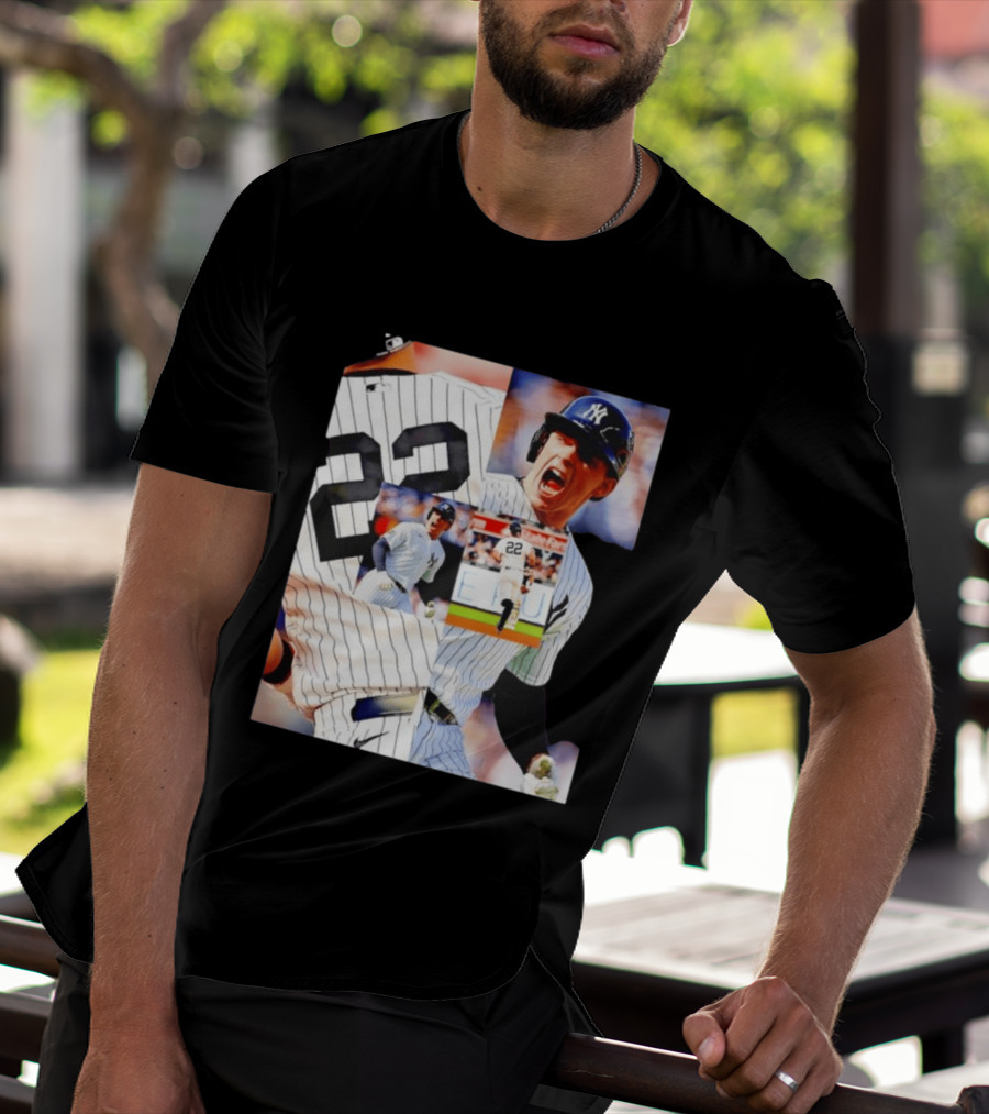 Harrison Bader No 22 Yankees Pinstripe Collage With Action Shots T-Shirt