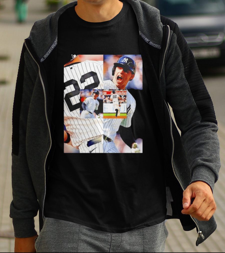 Harrison Bader No 22 Yankees Pinstripe Collage With Action Shots T-Shirt