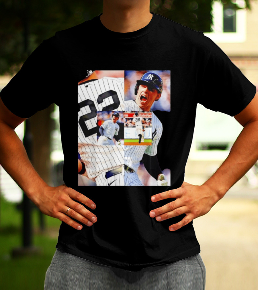 Harrison Bader No 22 Yankees Pinstripe Collage With Action Shots T-Shirt