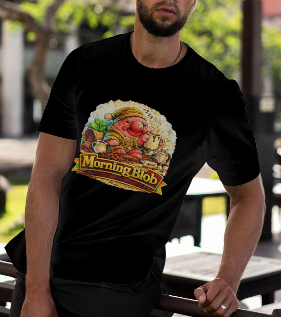 Cozy Morning Blob Coffee Drinker Sugar Delight Relaxation T-Shirt