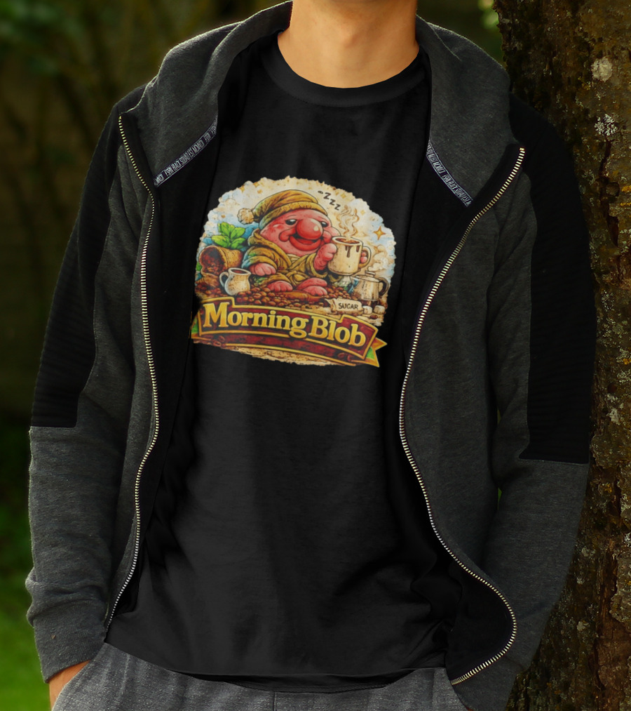 Cozy Morning Blob Coffee Drinker Sugar Delight Relaxation T-Shirt