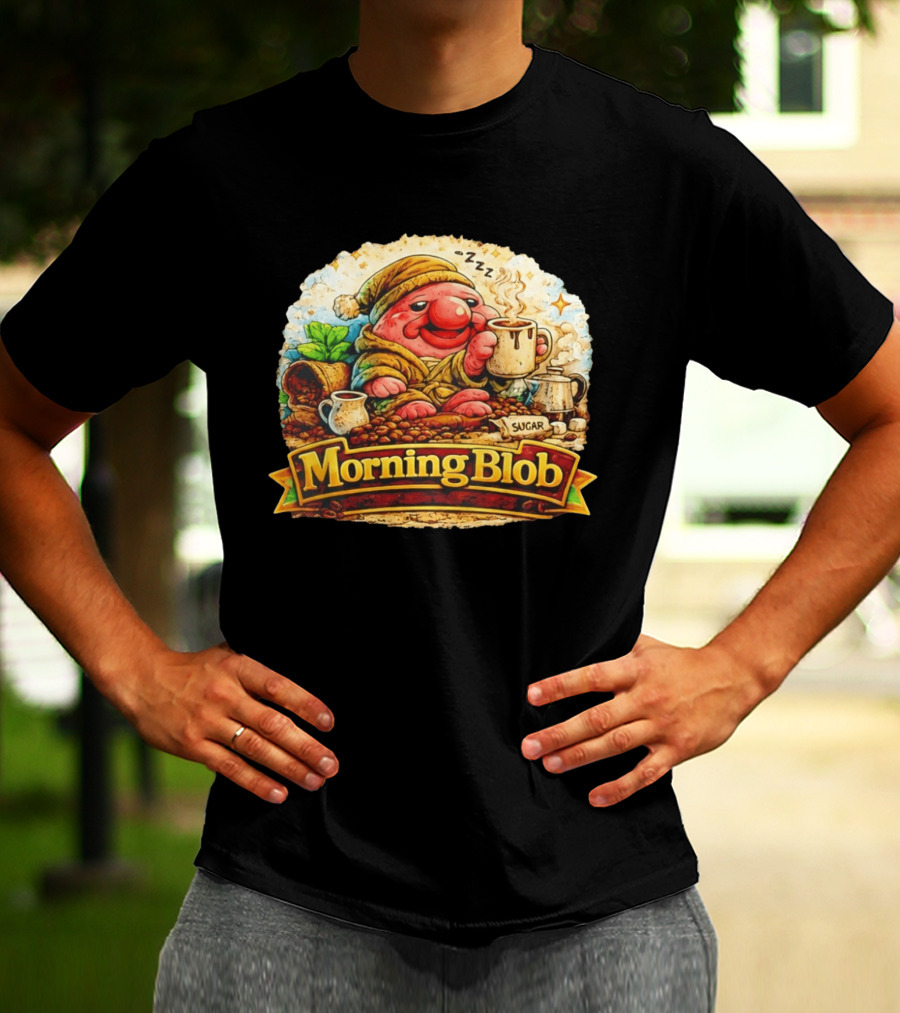 Cozy Morning Blob Coffee Drinker Sugar Delight Relaxation T-Shirt