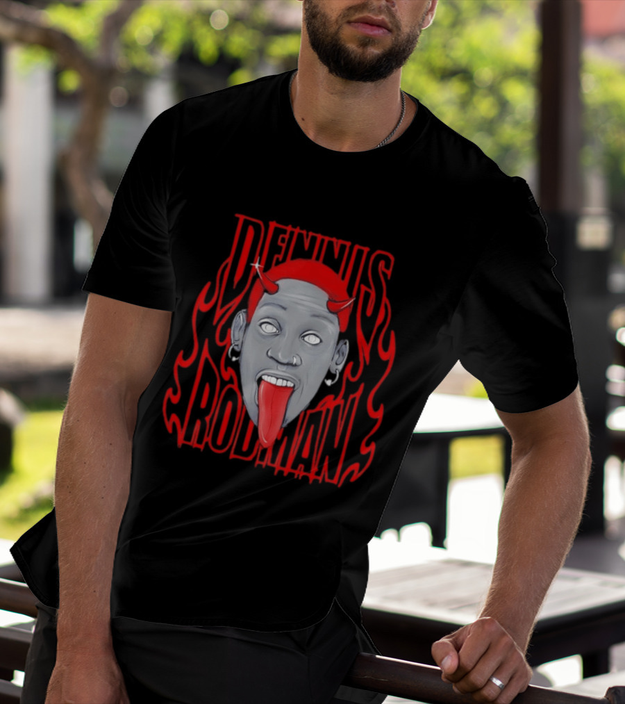 Dennis Rodman Red Horns Fire Flame T-Shirt