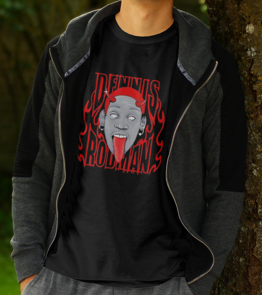 Dennis Rodman Red Horns Fire Flame T-Shirt
