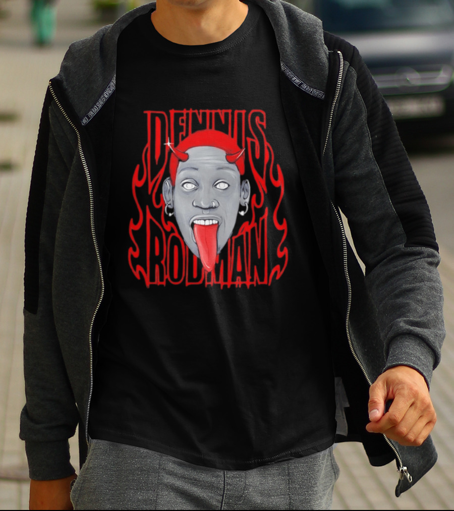 Dennis Rodman Red Horns Fire Flame T-Shirt