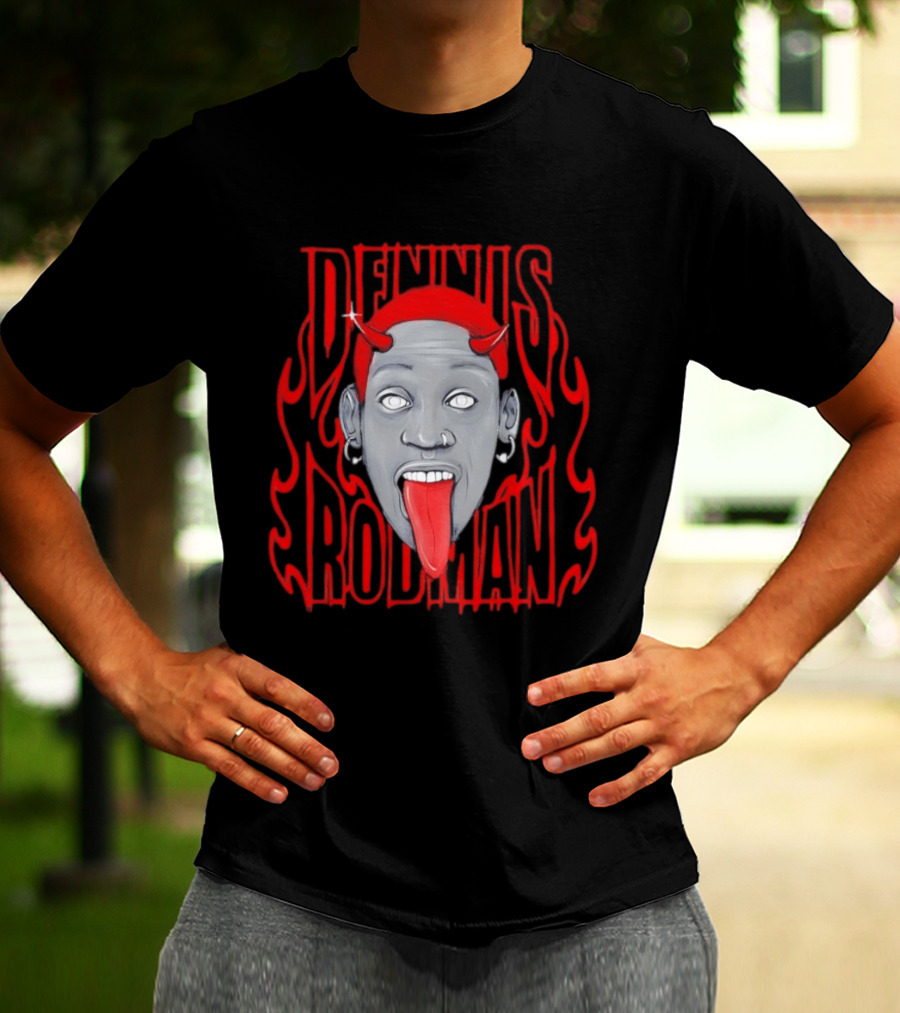 Dennis Rodman Red Horns Fire Flame T-Shirt