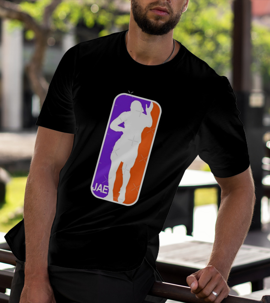 Jae Basketball Pose Purple And Orange T-Shirt