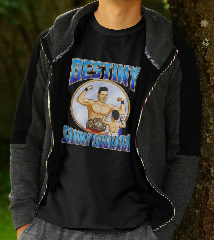 Destiny Sammy Guevara Flexing With Baby Holding AEW Wrestling Action Figure T-Shirt