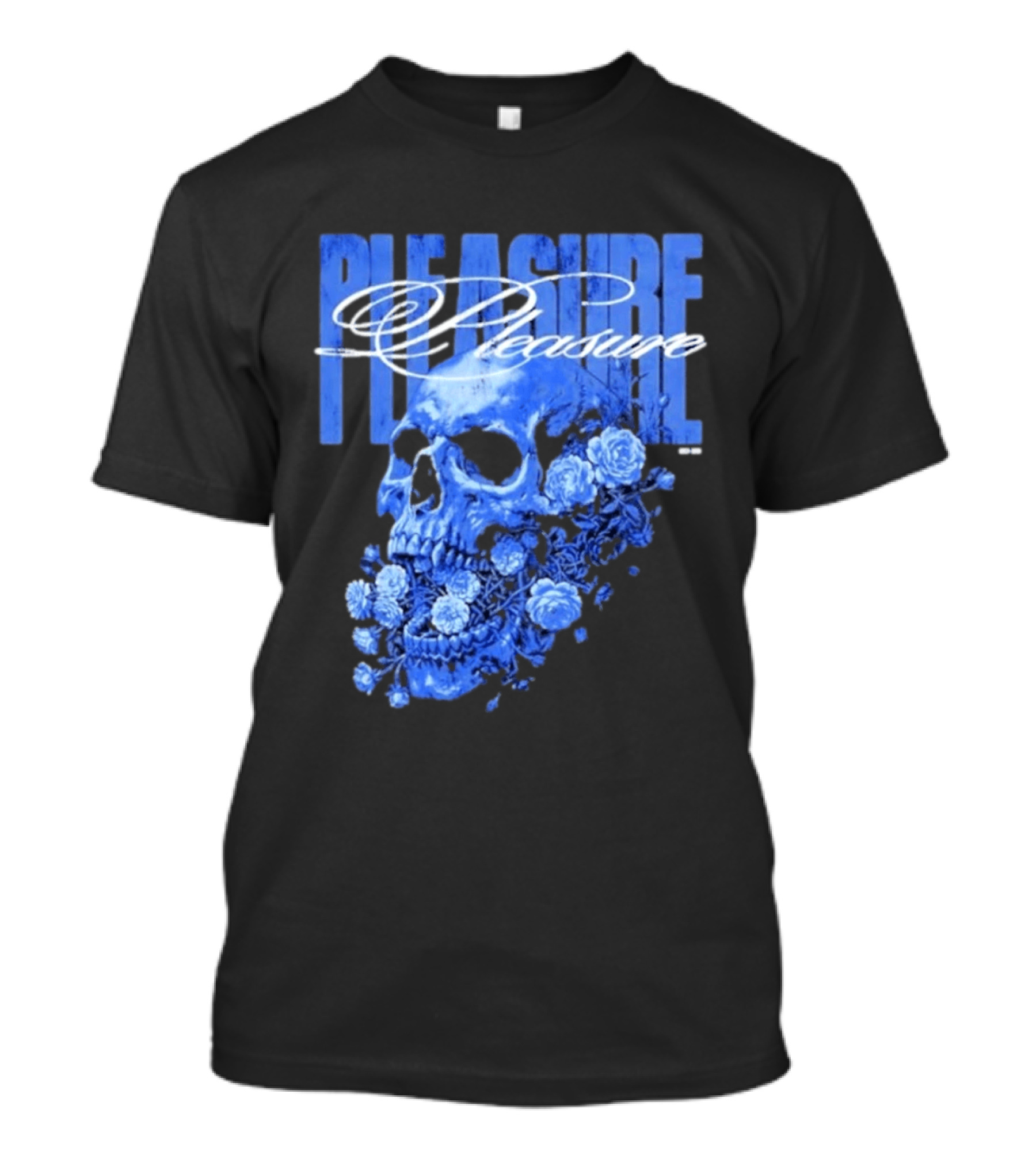 Pleasure Skull Roses Gothic Floral Blue T-Shirt