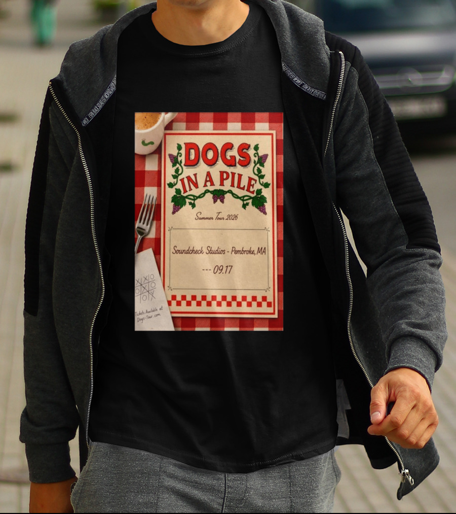 Dogs In A Pile Summer Tour 2026 Soundcheck Studios Pembroke MA September 17 Tickets At Dogs Tour.com T-Shirt