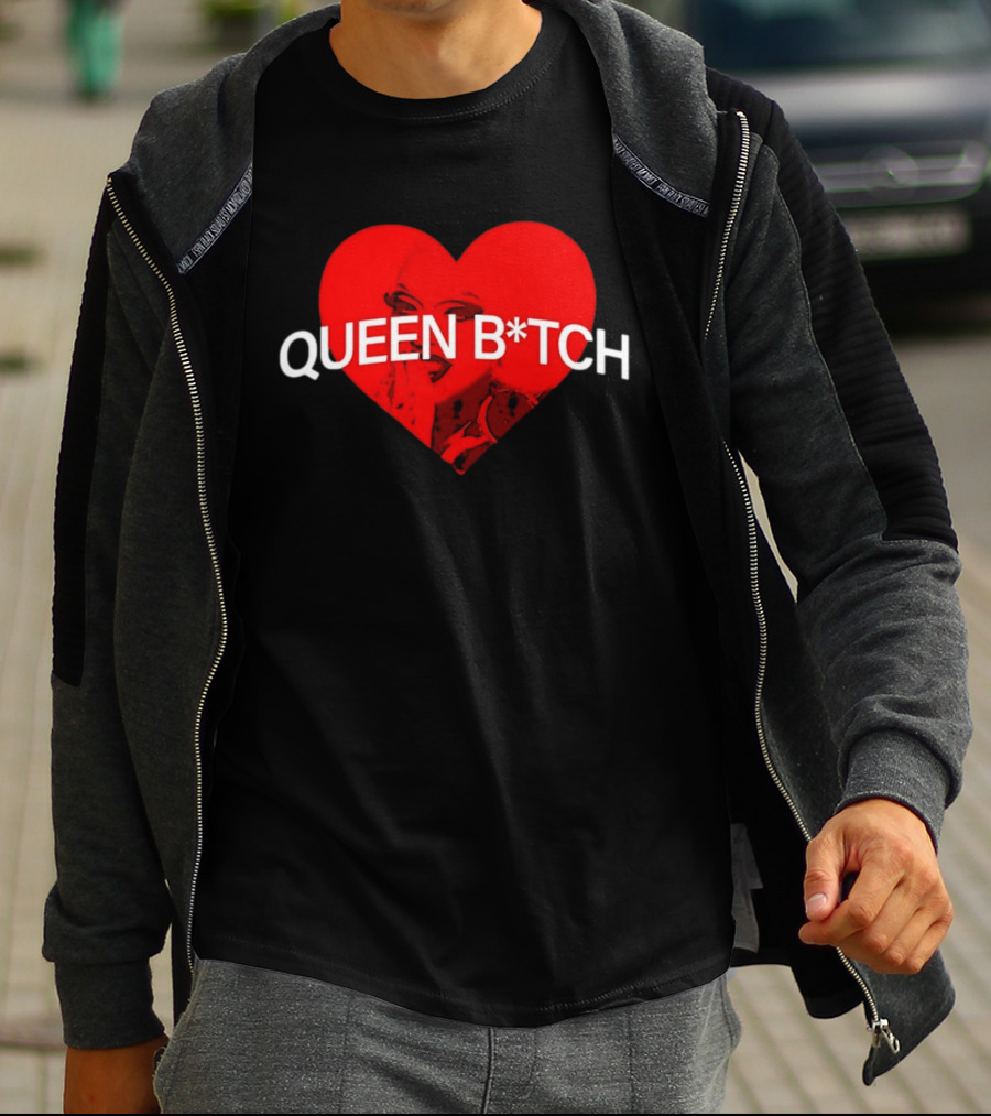 Queen B*tch Bold Typography Houston Hardcore Heart T-Shirt