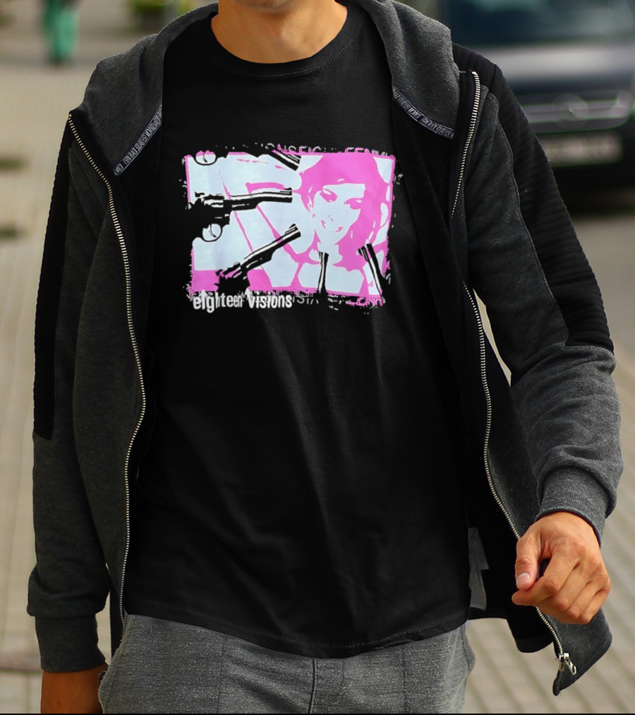 Eighteen Visions Pink Gun Metalcore Band T-Shirt
