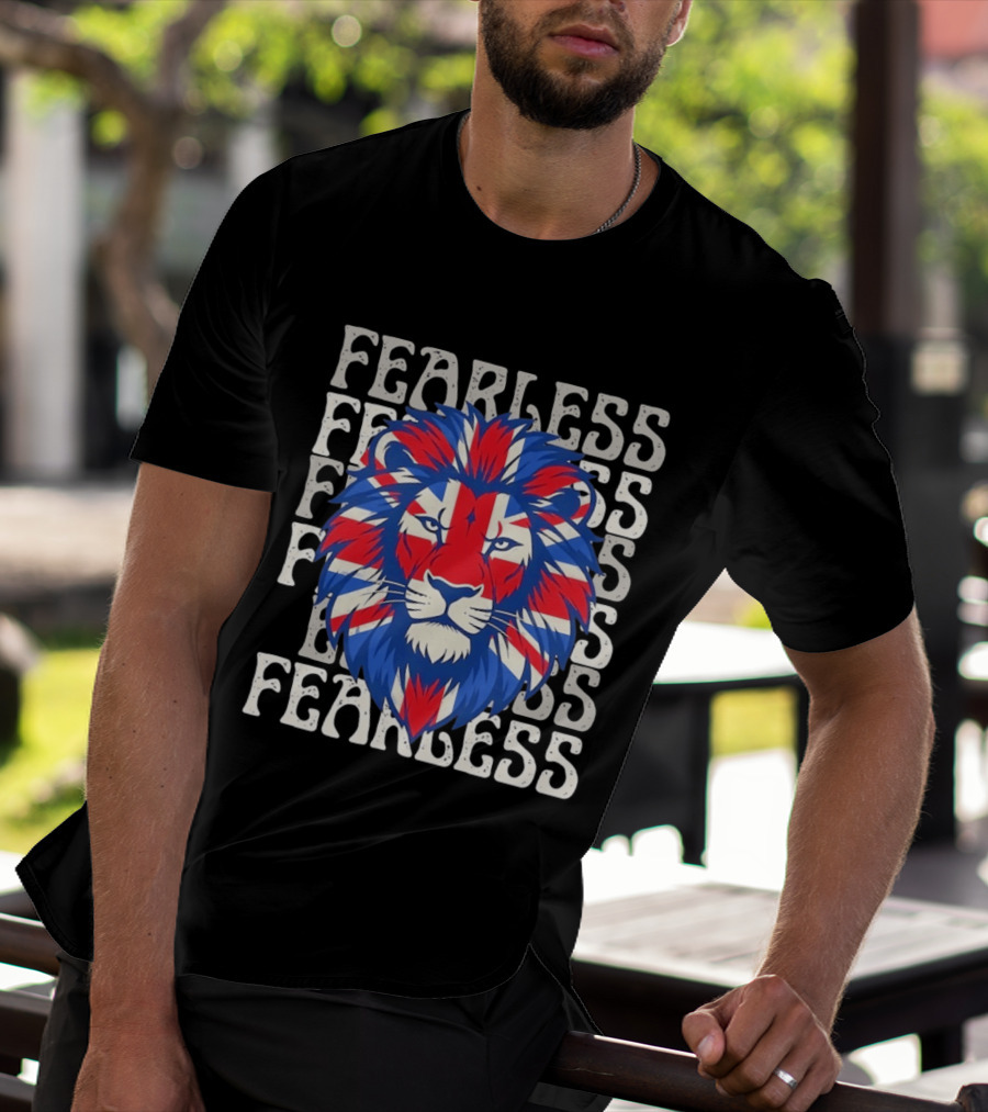 Fearless Union Jack Lion British Flag Pride T-Shirt