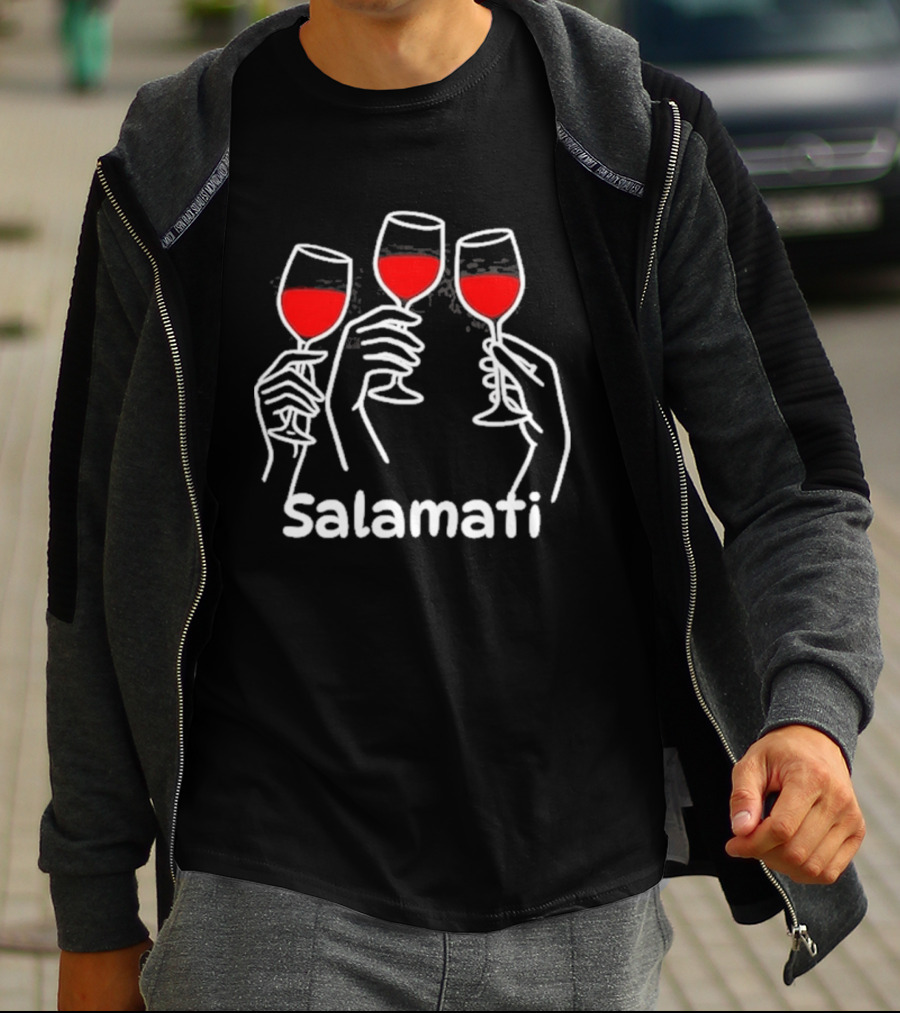 Salamati Wine Glass Toast Celebration T-Shirt