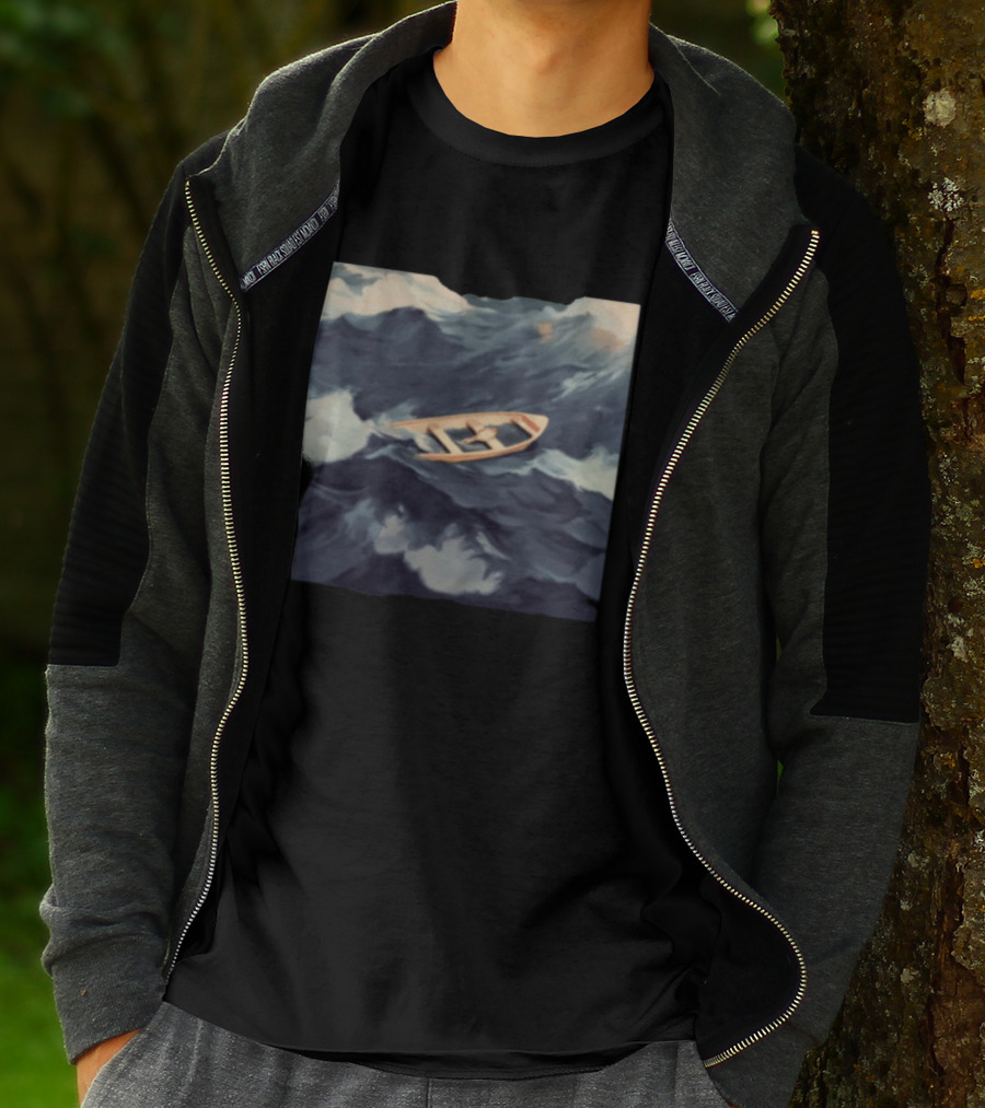 Morat Store Demasiado Lejos Boat On Stormy Seas Crewneck T-Shirt