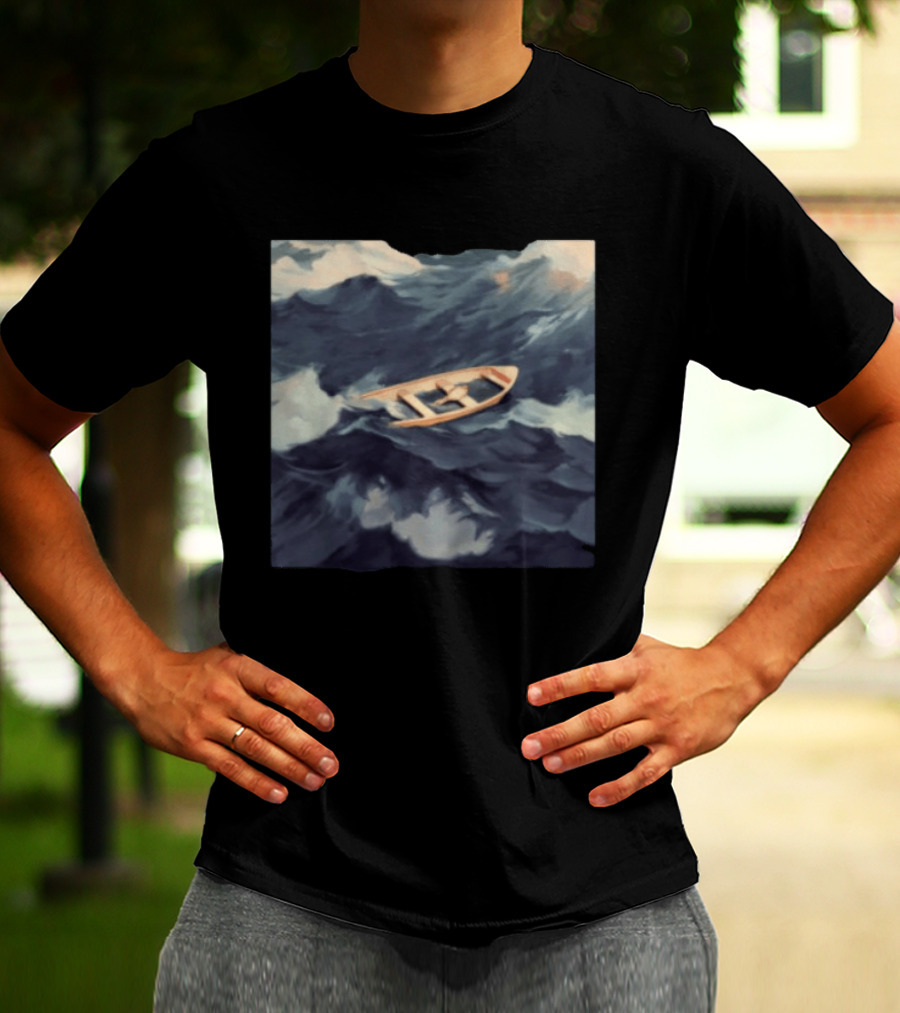 Morat Store Demasiado Lejos Boat On Stormy Seas Crewneck T-Shirt