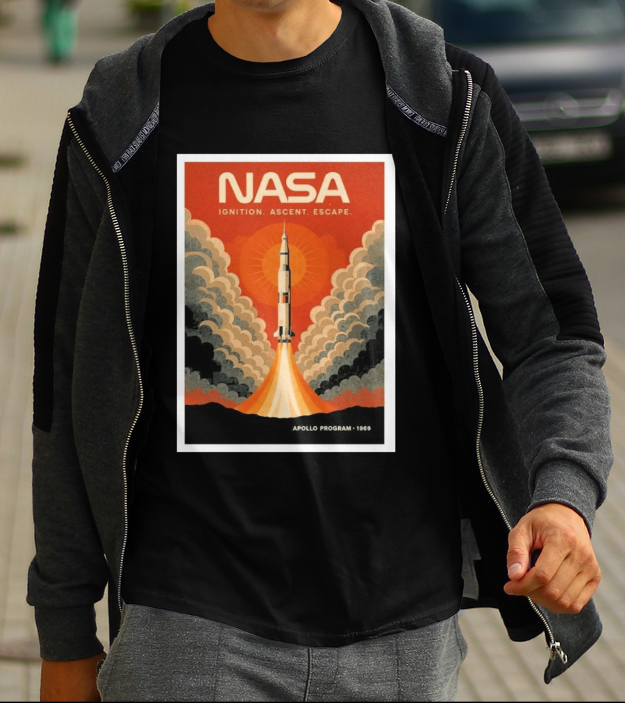 NASA Ignition Ascent Escape Apollo Program 1969 Rocket Launch T-Shirt