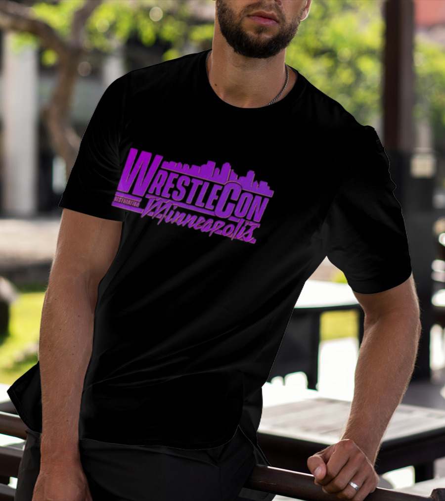 WrestleCon Destination Minneapolis Professional Wrestling Event Skyline T-Shirt