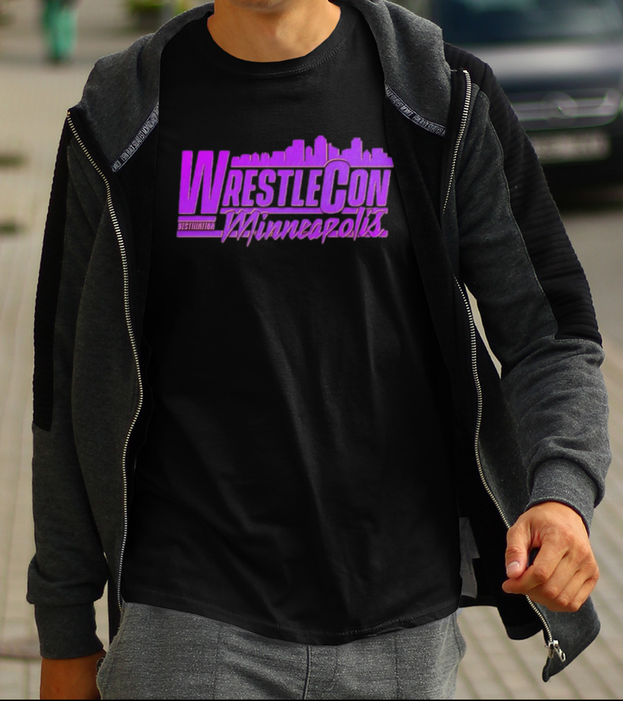 WrestleCon Destination Minneapolis Professional Wrestling Event Skyline T-Shirt