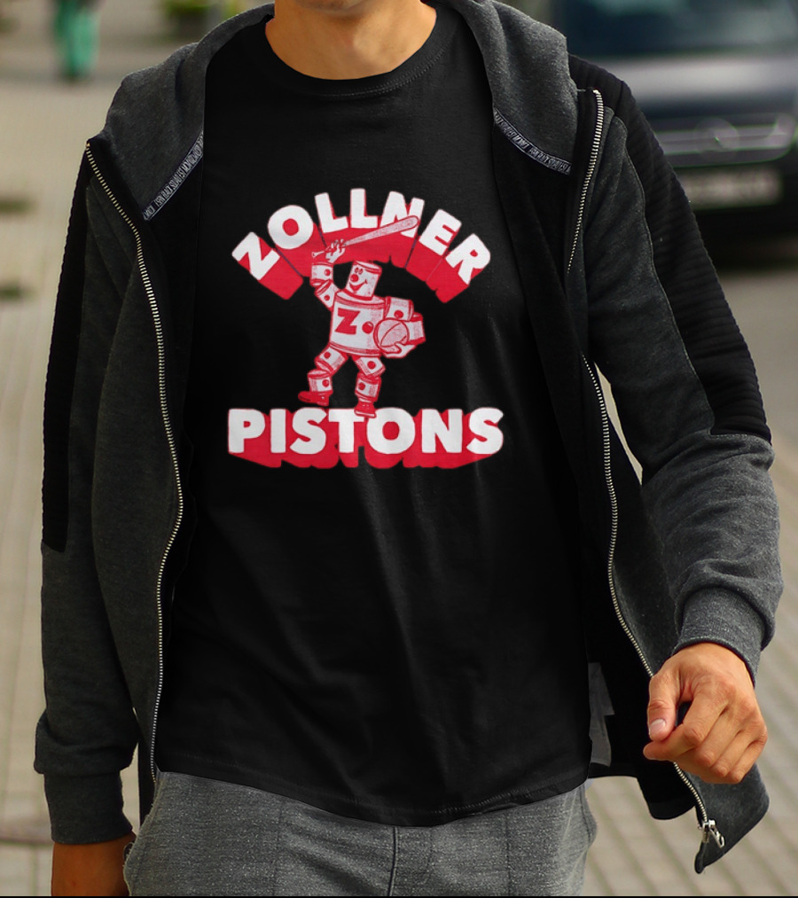 Zollner Pistons Vintage Robot Baseball Character NBA History T-Shirt