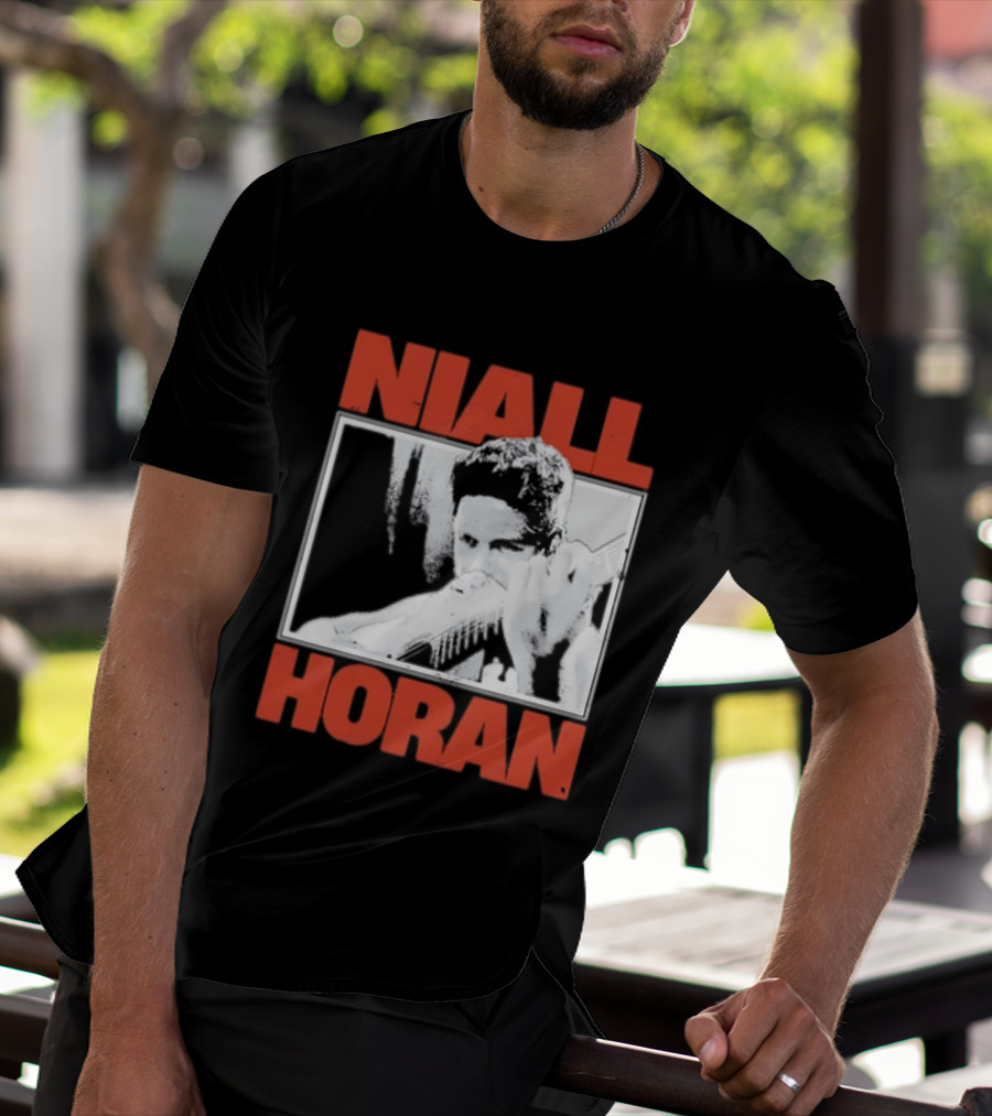 Niall Horan Playing Guitar Black And White T-Shirt