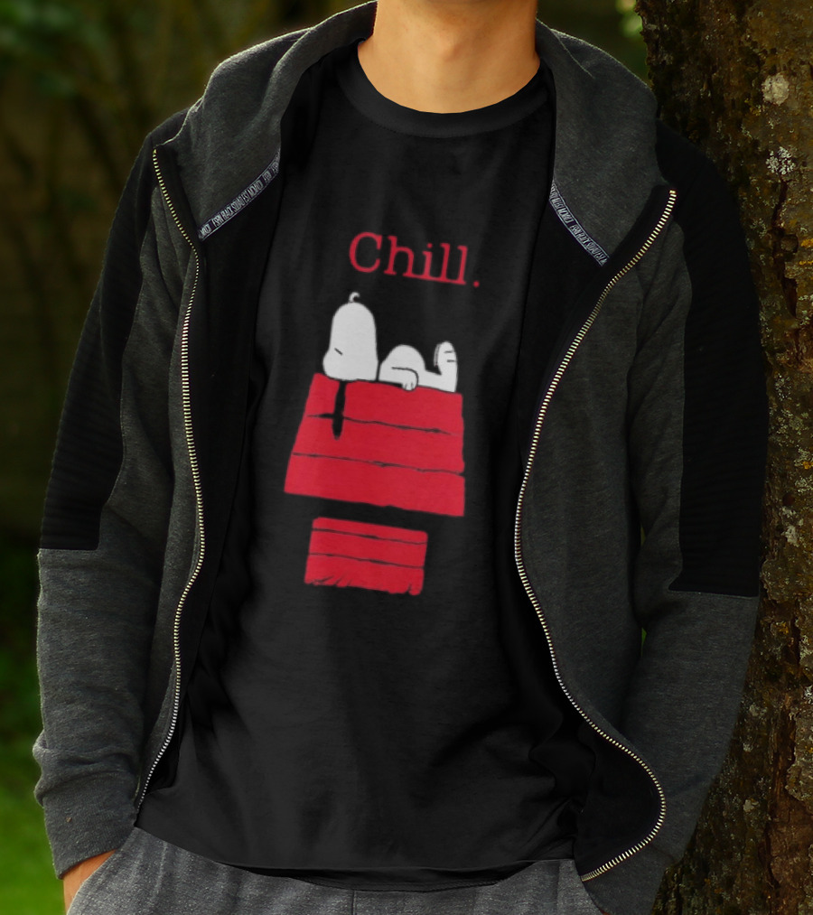 Peanuts Snoopy Chill Relaxing On Red Doghouse T-Shirt