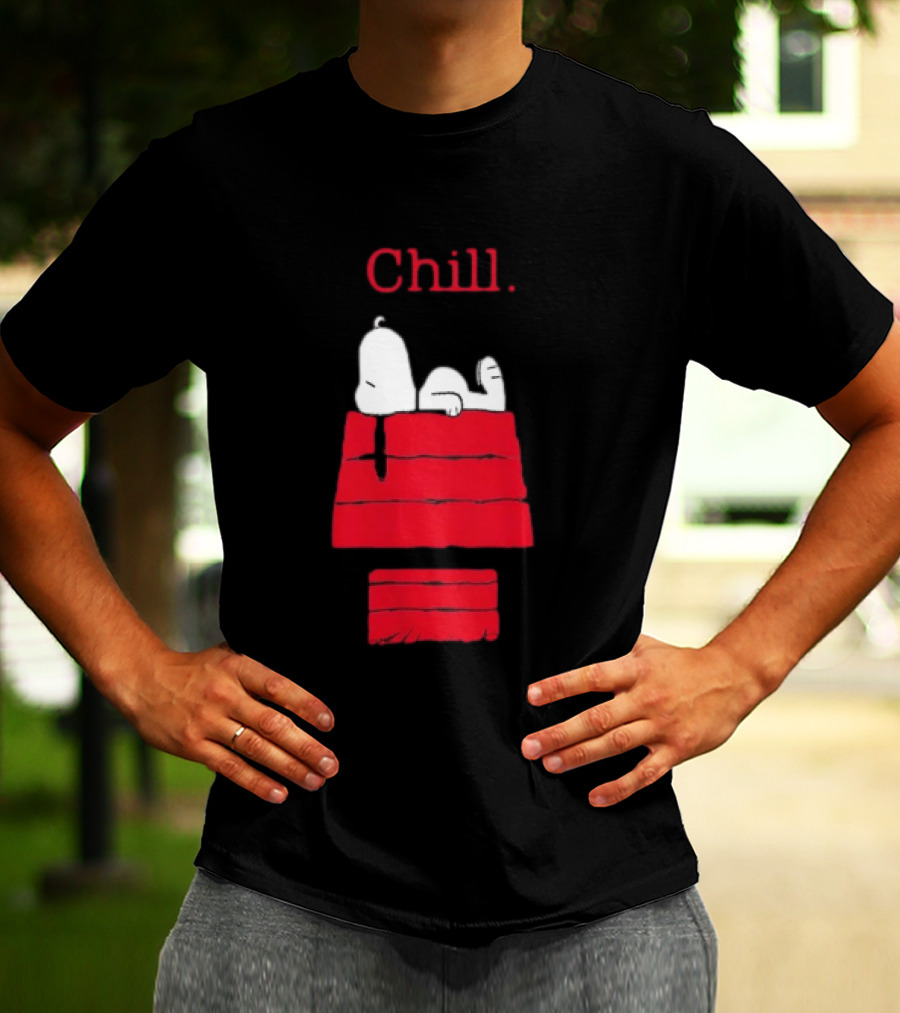Peanuts Snoopy Chill Relaxing On Red Doghouse T-Shirt