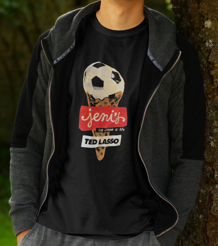 Jeni's Ice Cream Is Life Soccer Cone Ted Lasso T-Shirt