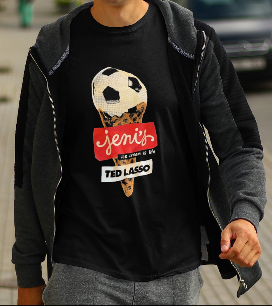 Jeni's Ice Cream Is Life Soccer Cone Ted Lasso T-Shirt